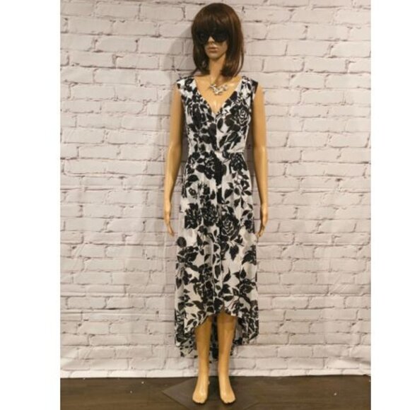 SIMPLY VERA VERA WANG - black white floral high low hem dress - Picture 3 of 10